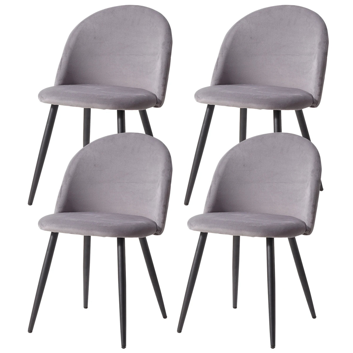 Lot de 4 Chaises de Salle à Manger en Velours avec Pieds en Métal - Chaises Modernes au Design Scandinave Chic - Fauteuils Confortables pour Cuisine, Chambre, Coiffeuse et Réceptions