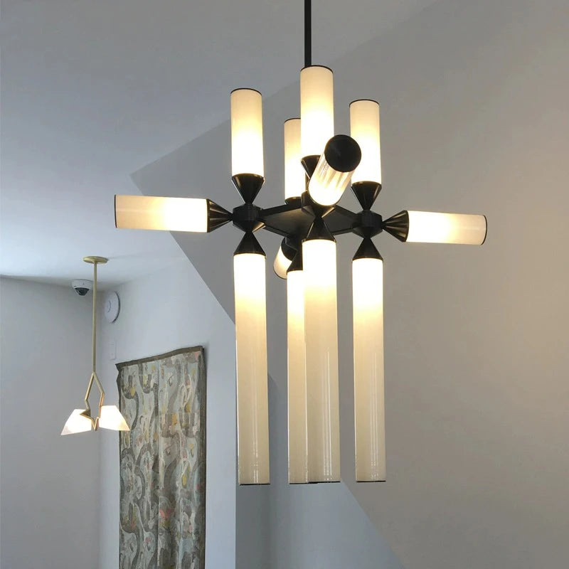 Designer Glass Tube Pendant Lamp Modern Living Room Chandelier For Bedroom Bedside Cafe Home Decor Led Dining Room Hanging Light