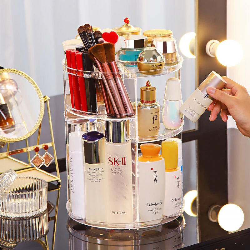 Rangement Cosmétiques Rotatif 360° avec Étagères Réglables