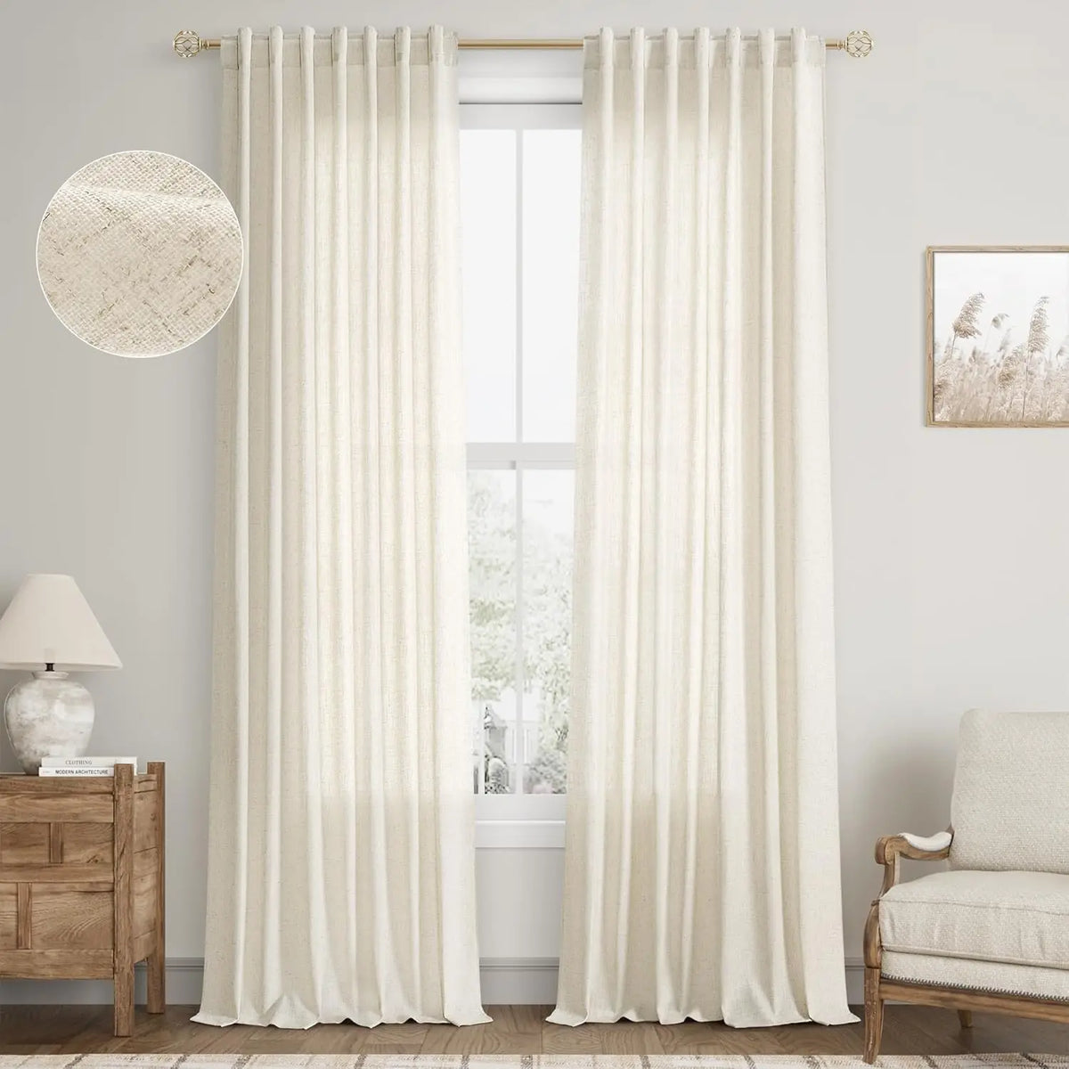 Rideau voile sur mesure hauteur 350 cm en faux lin, voilages en tulle pour fenêtres de salon et chambre, drapes et rideaux de fenêtre