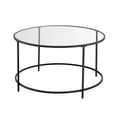 Table basse ronde pour salon en verre avec structure en acier, meuble de salon