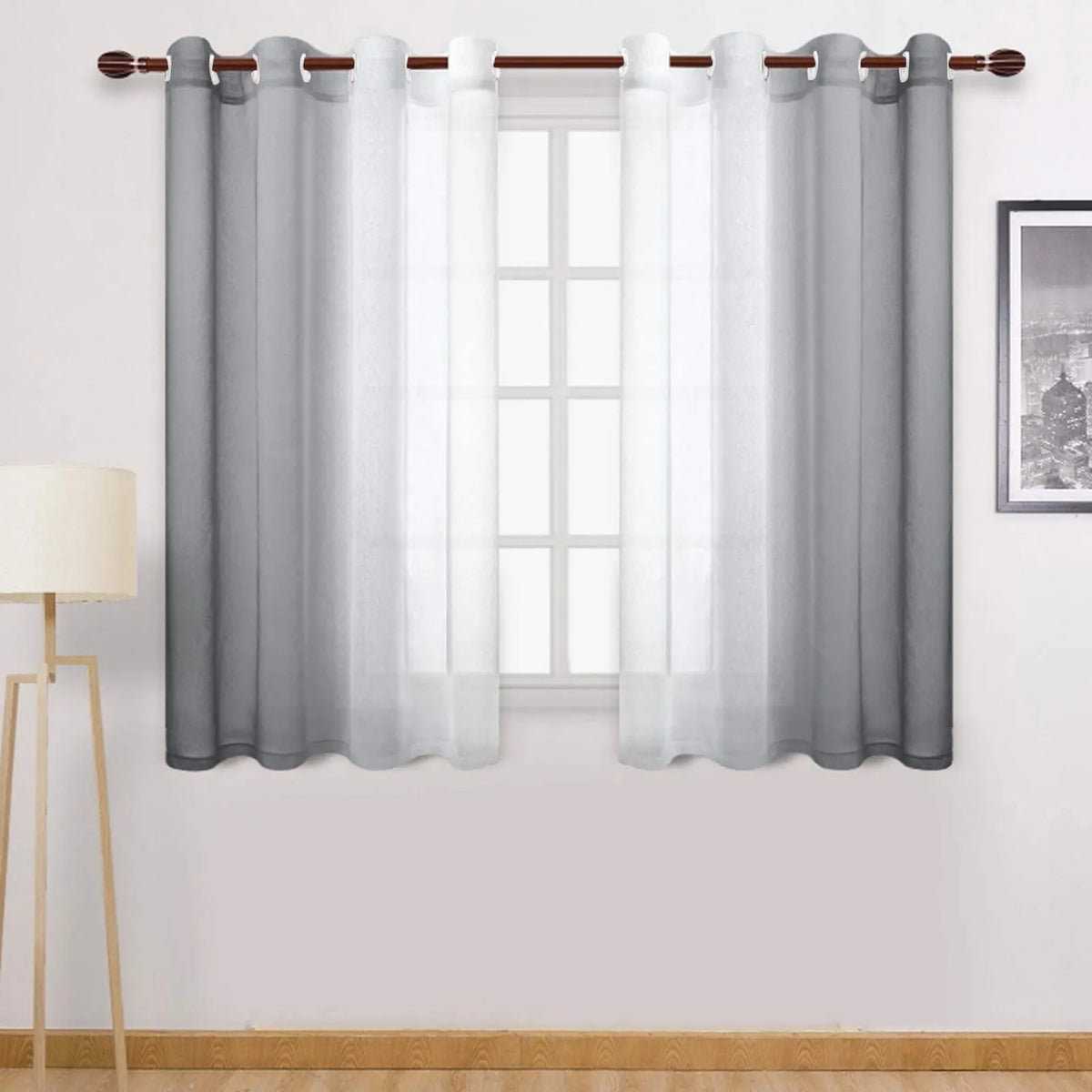 Rideaux en tulle bicolores (dégradé gauche et droit) pour salon et chambre, voilages en organza pour habillage de fenêtre, 1,32 x 1,6 m