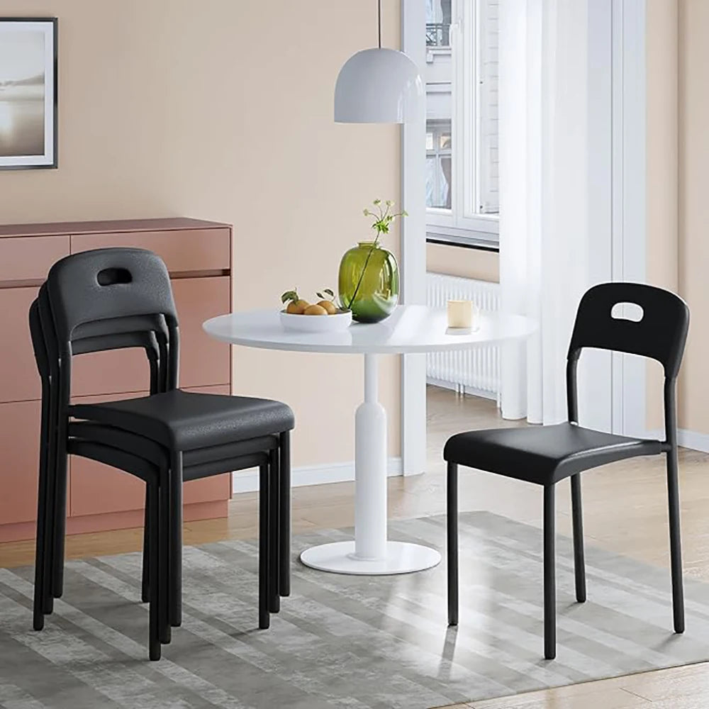 Chaises de salle à manger empilables (lot de 1 à 4), chaises de cuisine modernes en plastique avec pieds en métal, assemblage facile et imperméables