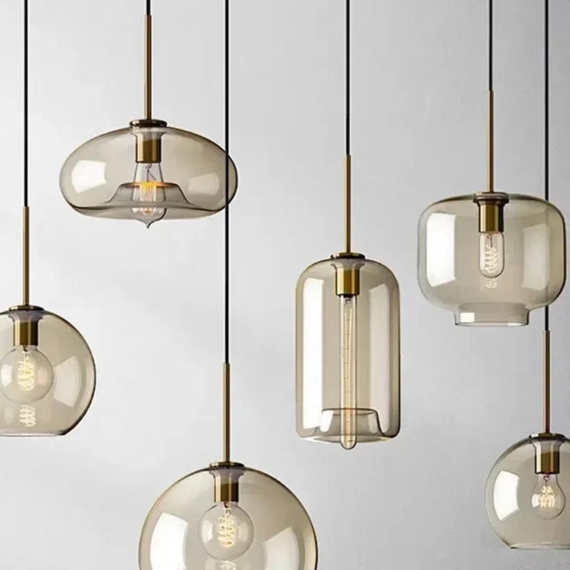 Lustre suspendu moderne en verre - Suspension lumineuse pour salon, salle à manger, couloir, cuisine, table à manger, chambre et chevet