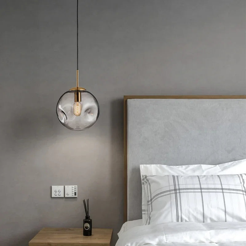 Suspensions modernes nordiques - Lampe suspendue créative en boule de verre pour décoration de salle à manger, chambre, bar et loft, luminaires