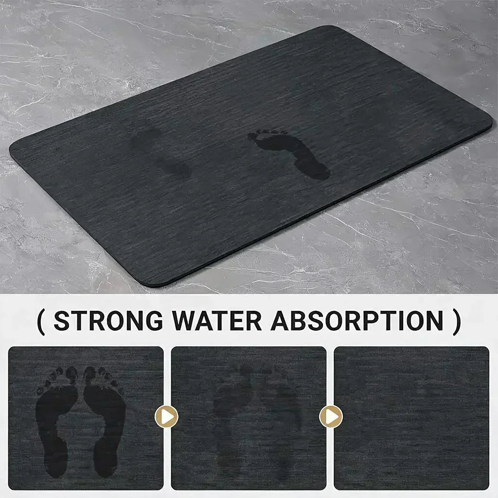 Tapis de bain antidérapant, absorbant en terre de diatomée,