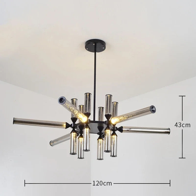 Designer Glass Tube Pendant Lamp Modern Living Room Chandelier For Bedroom Bedside Cafe Home Decor Led Dining Room Hanging Light
