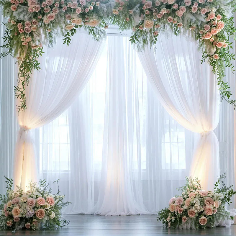 Rideaux en tulle blanc transparent pour salon et salle de bain, décoration d'intérieur pour portes et fenêtres et fond de studio photo
