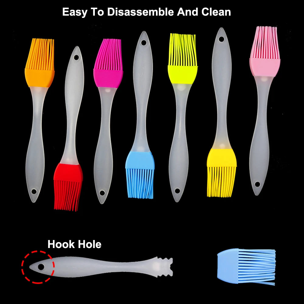 Pinceau en silicone alimentaire 7 couleurs pour badigeonner, barbecue, cuisson au four, pain, pâtisserie et huile – Ustensile de cuisine haute température