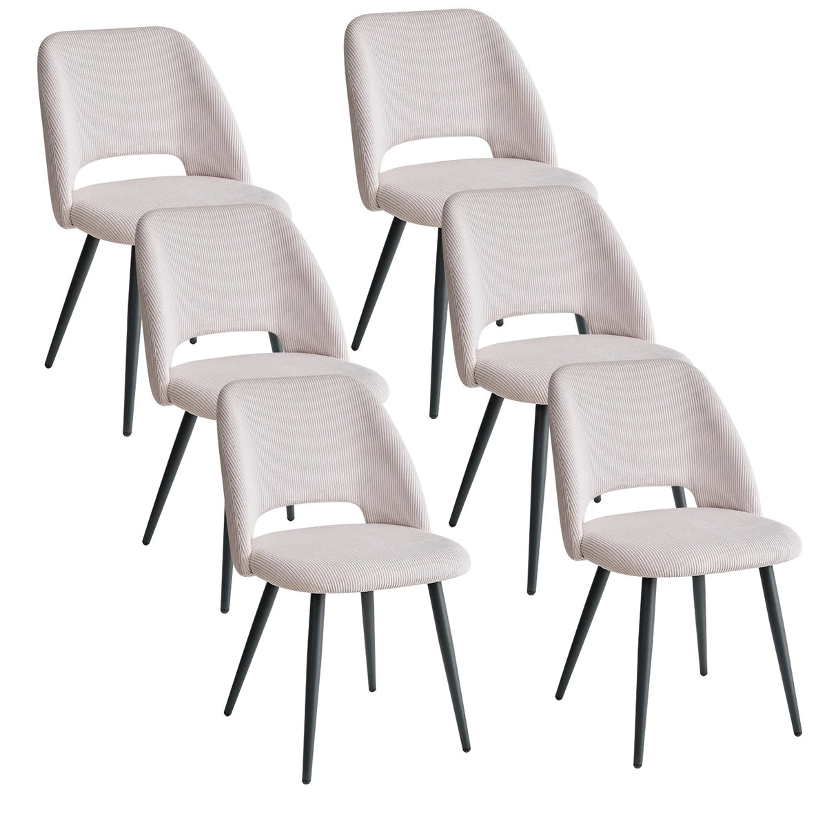 Lot de 2/4/6 chaises de salle à manger modernes et minimalistes en velours côtelé - Durables, faciles à nettoyer, pour cuisine et salle à manger