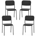 Set of 4 dining room chairs stackable kitchen chairs with backrest & metal legs, PP seat, chair without armrests