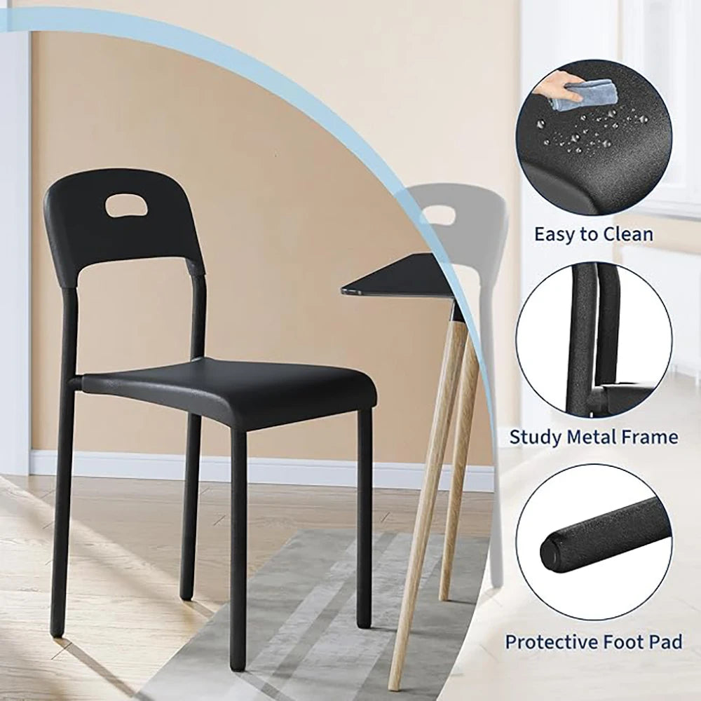 Chaises de salle à manger empilables (lot de 1 à 4), chaises de cuisine modernes en plastique avec pieds en métal, assemblage facile et imperméables