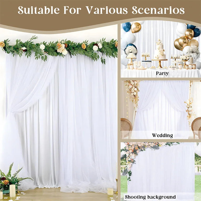Rideaux en tulle blanc transparent pour salon et salle de bain, décoration d'intérieur pour portes et fenêtres et fond de studio photo