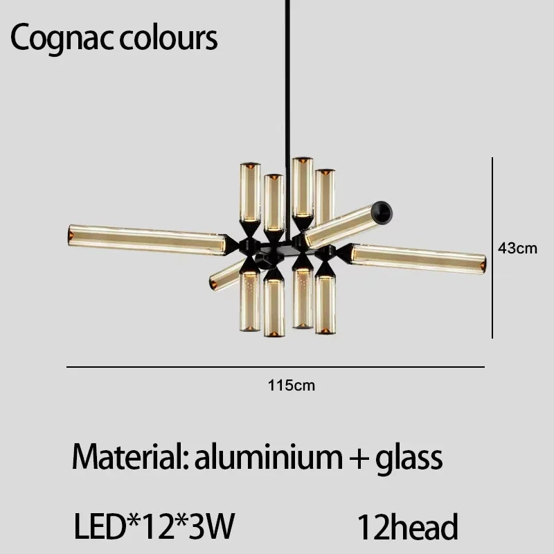 Designer Glass Tube Pendant Lamp Modern Living Room Chandelier For Bedroom Bedside Cafe Home Decor Led Dining Room Hanging Light