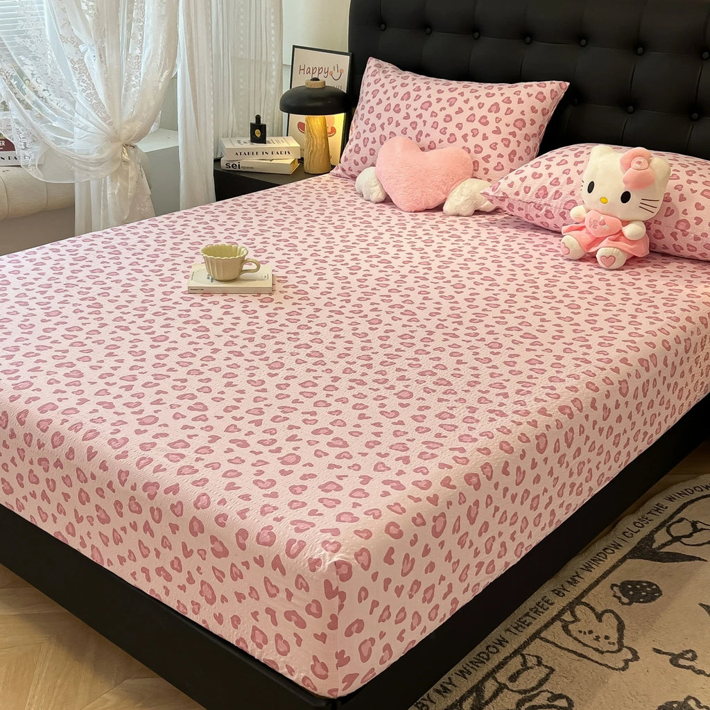 Leopard Printed Fitted Bed Sheet Non-slip Fitted Sheet Single/Queen/King Drap De Lit Skin-friendly Soft Bed Sheets on Elastic