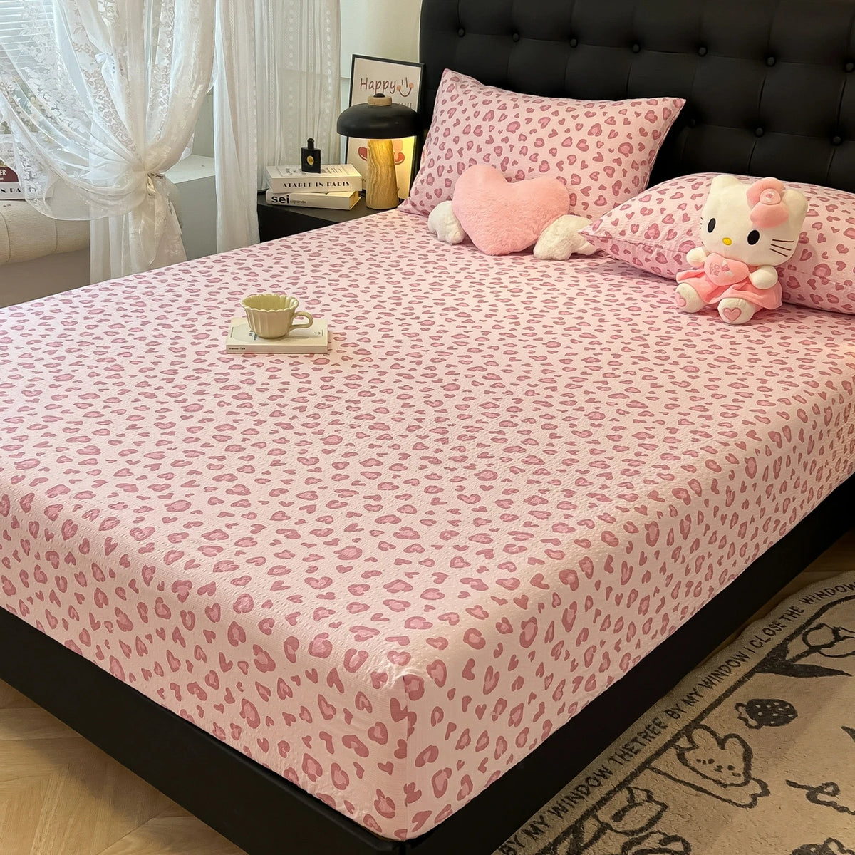 Leopard Printed Fitted Bed Sheet Non-slip Fitted Sheet Single/Queen/King Drap De Lit Skin-friendly Soft Bed Sheets on Elastic