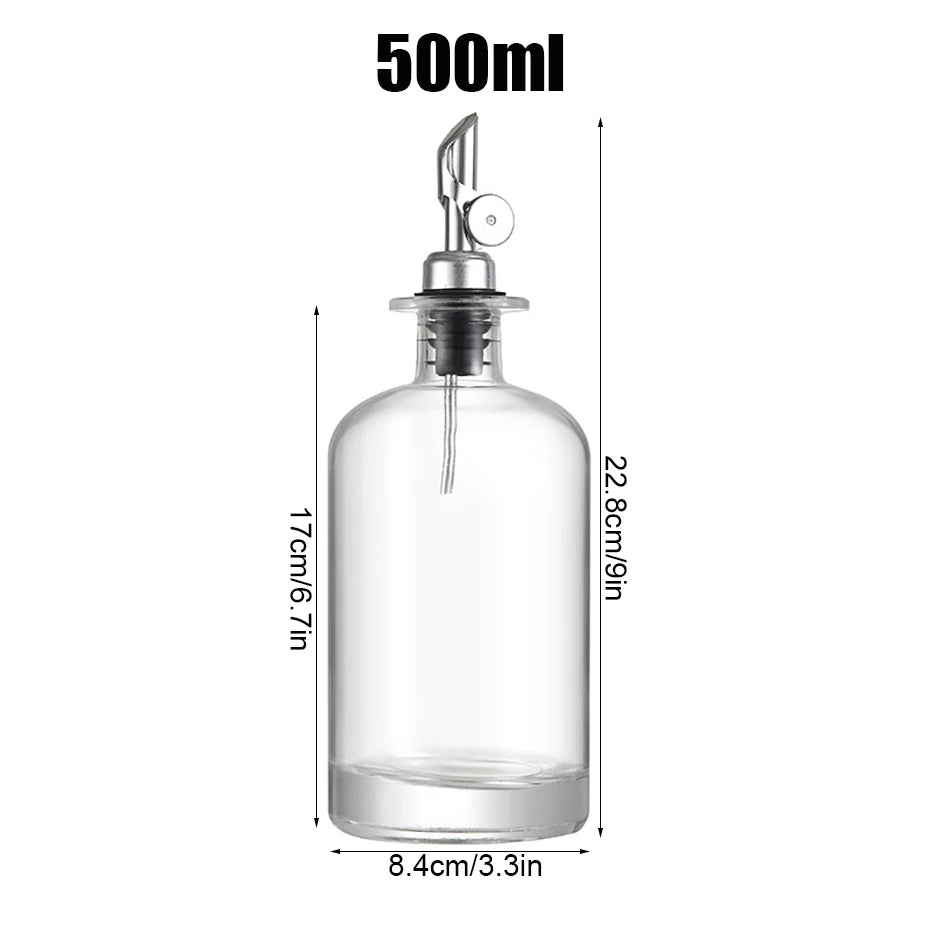 outeille distributeur d'huile d'olive en verre avec bec verseur en métal, distributeur d'huile et vinaigre, bec verseur avec contrepoids, distributeur de sirop de café avec plateau