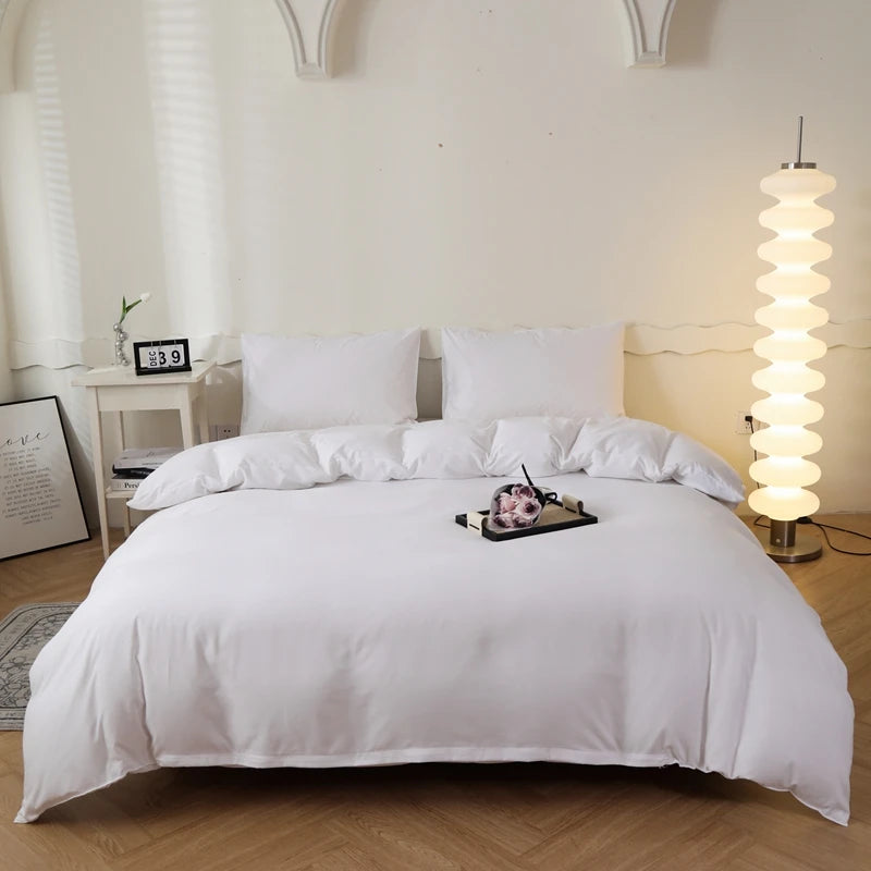 Housse de couette unie 100 % coton lavé