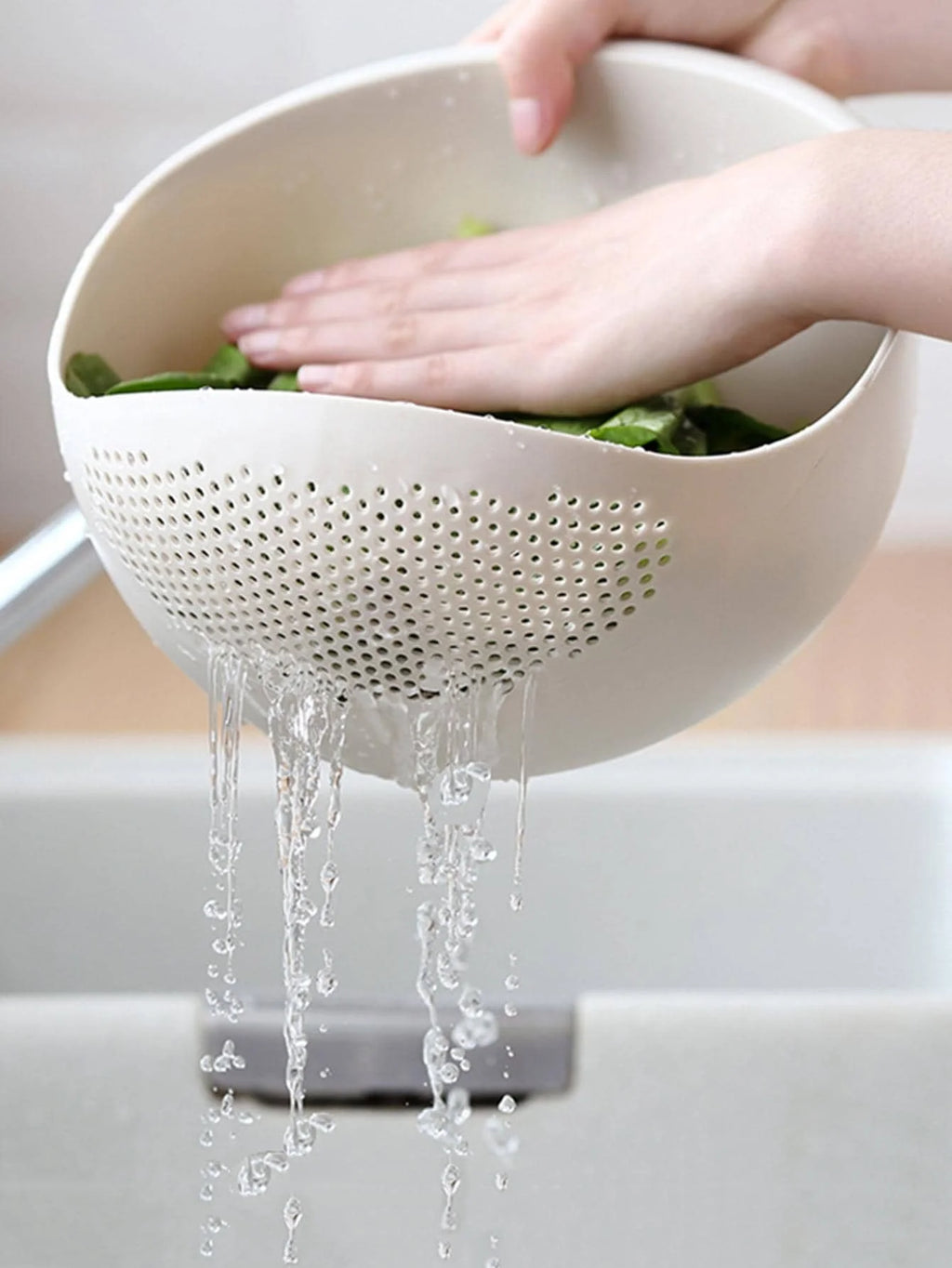 3pcs- Colander Rice Bowl Drain Basket Fruit Bowl Washing Drain Basket with Handle Washing Basket Home Kitchen Organizer
