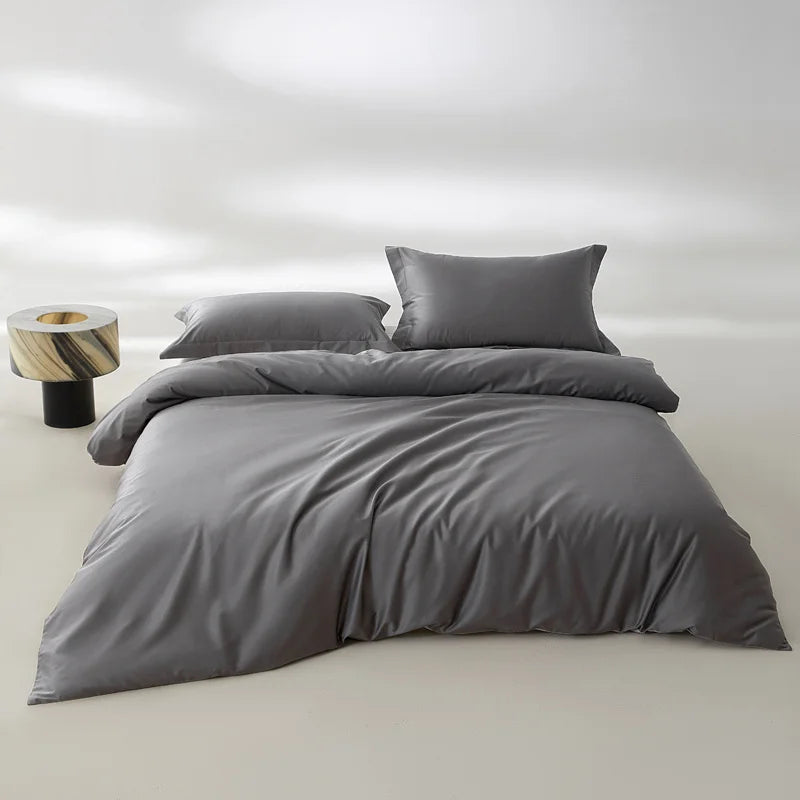 Titre : Housse de couette en coton égyptien unie, 100 % coton