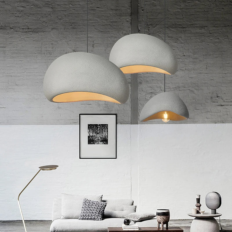 Lustre moderne à LED de style Wabi-Sabi japonais - Suspension pour salle à manger, salon, chambre, bar et maison d'hôtes de designer (lampes suspendues E27)