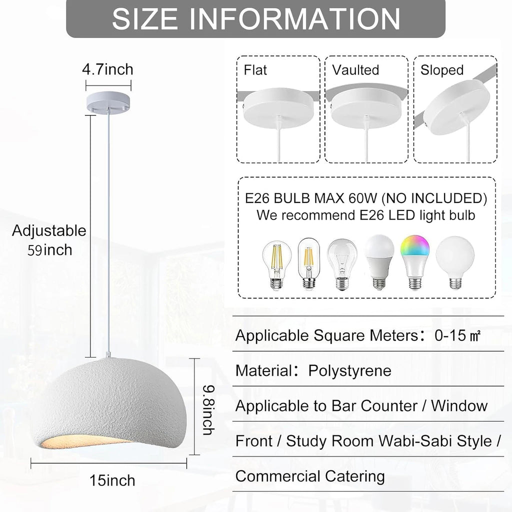 Lustre moderne à LED de style Wabi-Sabi japonais - Suspension pour salle à manger, salon, chambre, bar et maison d'hôtes de designer (lampes suspendues E27)