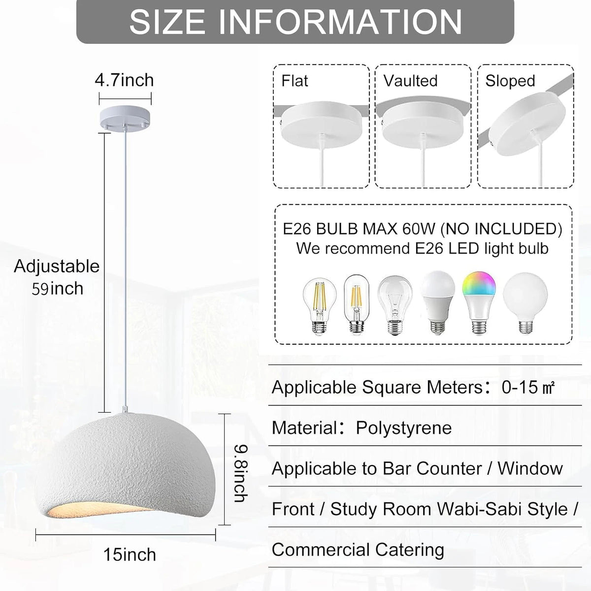 Lustre moderne à LED de style Wabi-Sabi japonais - Suspension pour salle à manger, salon, chambre, bar et maison d'hôtes de designer (lampes suspendues E27)