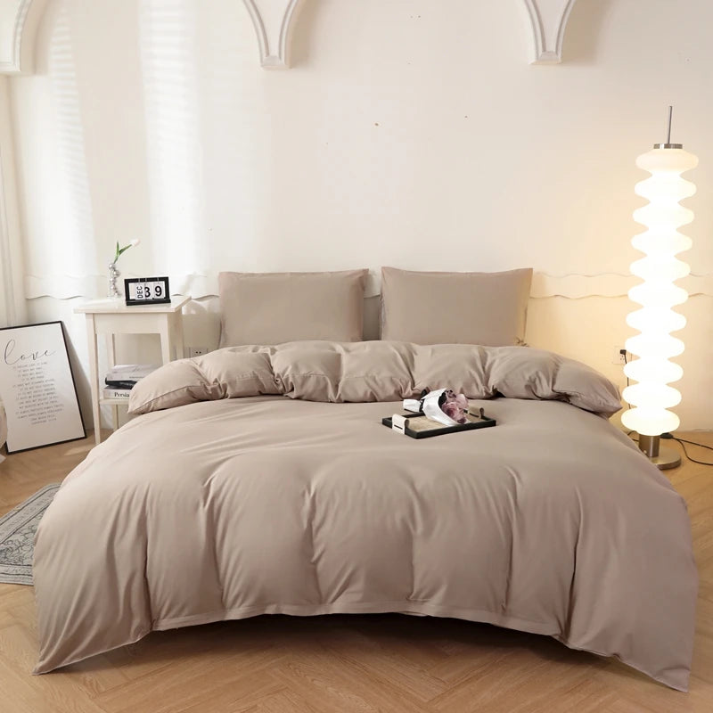 Housse de couette unie 100 % coton lavé