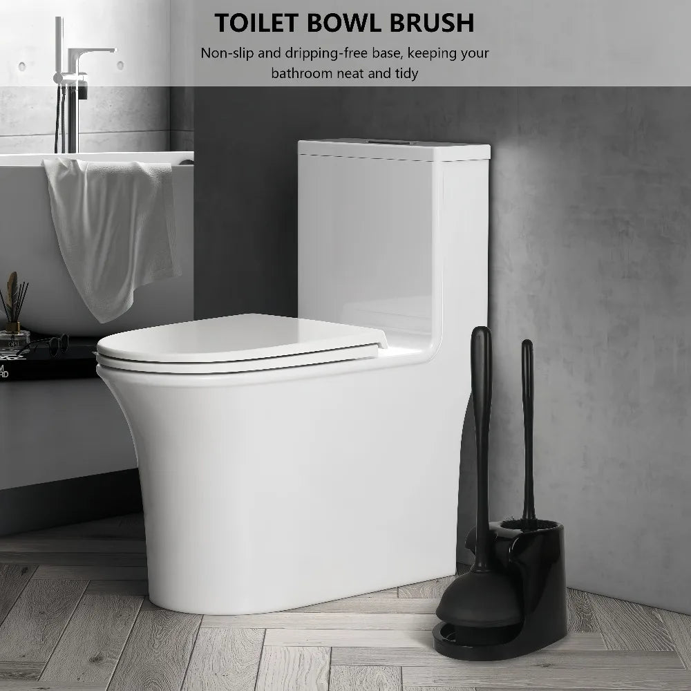 Kit de nettoyage pour toilettes avec socle de rangement, manche long ergonomique, brosse pour cuvette de WC domestique