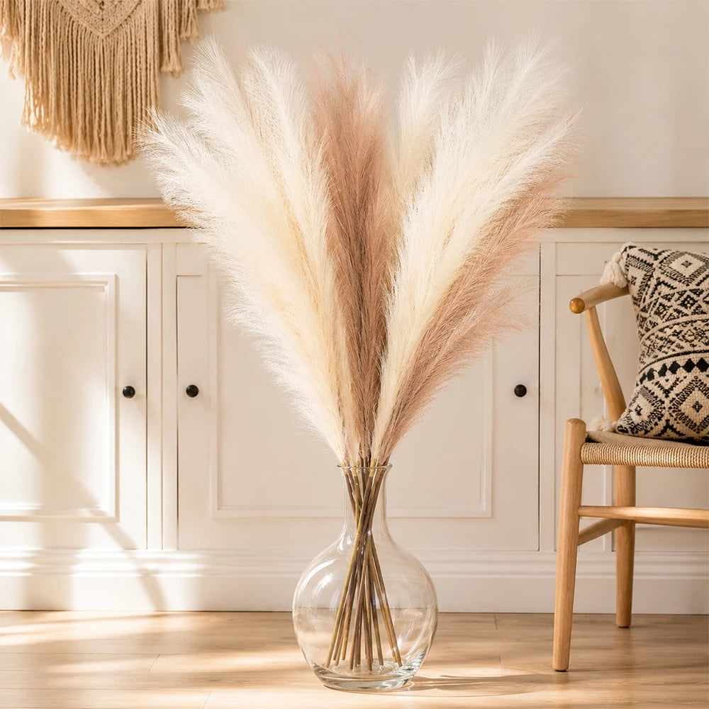 1/3/5pcs Fluffy Artificial Pampas Grass 97cm Boho Decor Flowers Bedroom Decor for Floor Vase Filler Farmhouse Home Wedding Decor