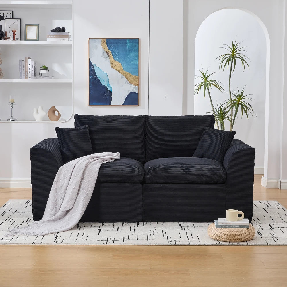 Canapé moderne et minimaliste en tissu, doux et confortable, équipé de coussins, style nordique, adapté pour le salon et la chambre