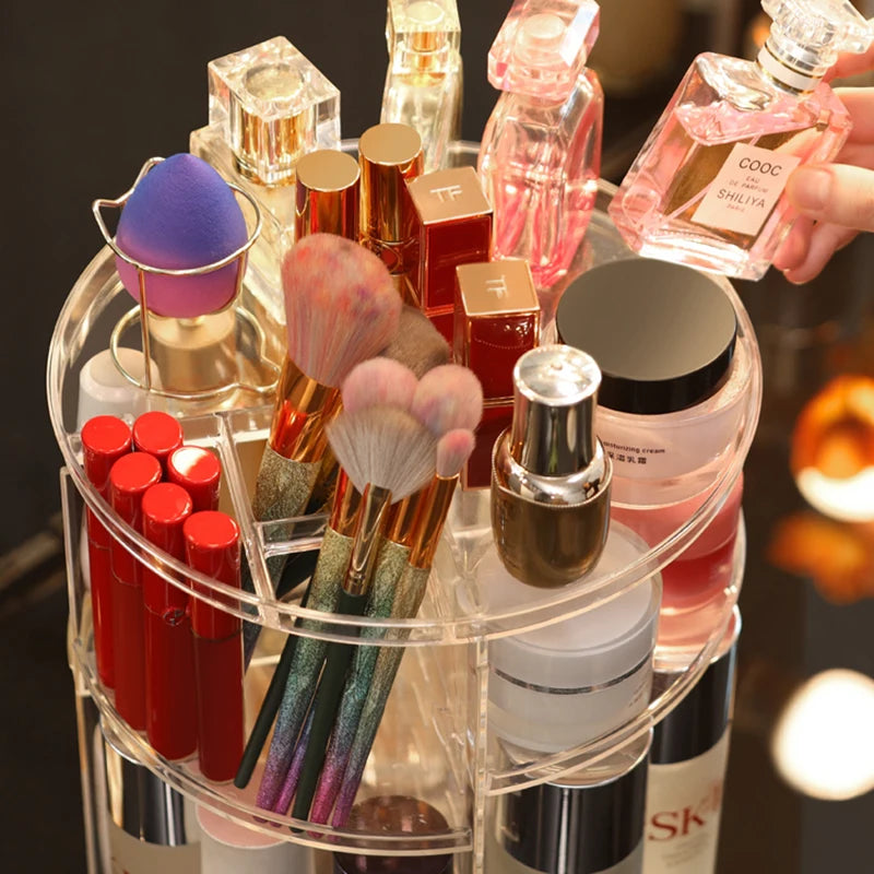 Rangement Cosmétiques Rotatif 360° avec Étagères Réglables