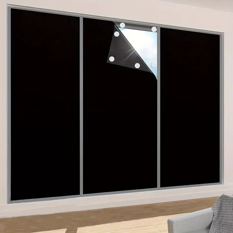 Rideau occultant 95–98 % portable et amovible pour voyage (à découper soi-même), tissu occultant effet noir complet, stores de fenêtre autoadhésifs