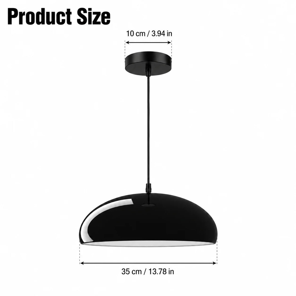 Suspension luminaire JOYINLED en métal noir, disponible en lot de 1 ou 3 pièces, avec abat-jour en forme de dôme. Style moderne du milieu du siècle (Mid-Century Modern), idéale pour une cuisine, un îlot central ou une salle à manger. Modèle de suspension