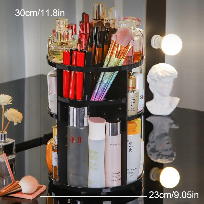 Rangement Cosmétiques Rotatif 360° avec Étagères Réglables