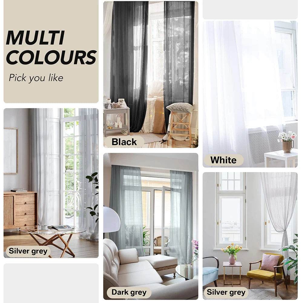 Rideaux en voilage de tulle blanc uni, voilages luxueux en chiffon transparent pour chambre et salon, habillage de fenêtre aérien et léger pour la décoration