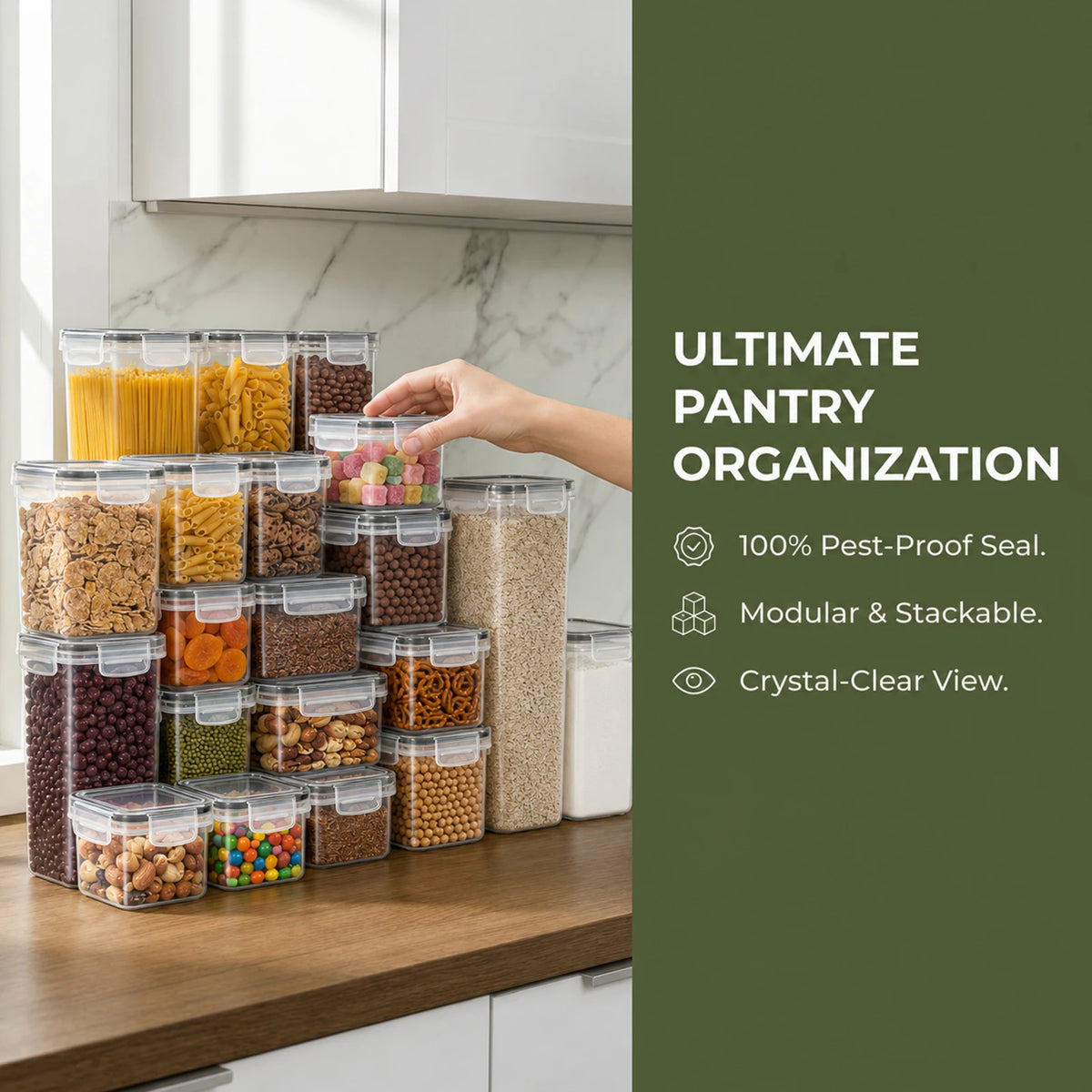 Set de 28 Boîtes Alimentaires Hermétiques en Plastique Optimisez le rangement de votre cuisine et de votre garde-manger grâce à ce set complet de 28 boîtes alimentaires hermétiques. Conçues pour conserver la fraîcheur de vos aliments le plus longtemps pos