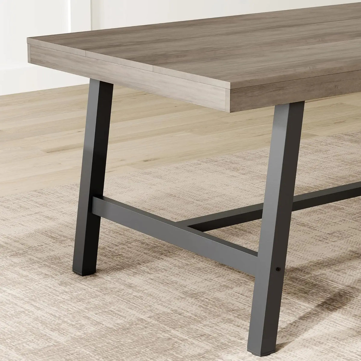 Table haute rectangulaire Garvee 180 cm pour 6 à 8 personnes : table de salle à manger et cuisine de style industriel rustique gris, grande plateforme universelle pour l'extérieur