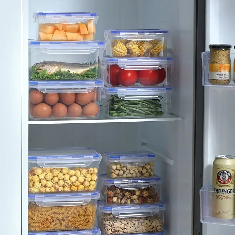 Boîte de rangement hermétique et rectangulaire pour réfrigérateur avec couvercle, boîte fraîcheur en plastique, boîte à lunch chauffable au micro-ondes avec couvercle
