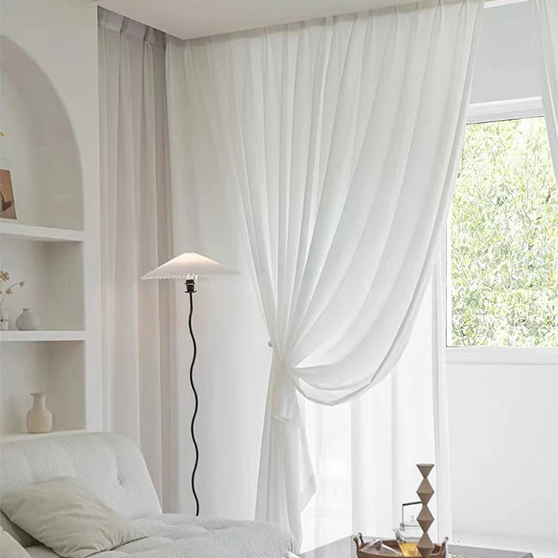 Rideaux en tulle blanc épais de haute qualité Asazal, voilages luxueux en chiffon pour chambre et villa, drapes opaques pour décoration de salon