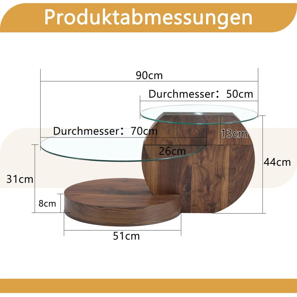 Table basse moderne et minimaliste en verre trempé, design à plusieurs niveaux avec support en MDF de haute qualité, large choix de couleurs