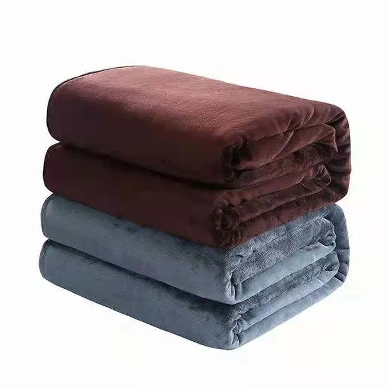 Coral Fleece Flannel Blankets for Beds Solid Blue Pink Soft Warm Thin Bedspread Sofa Cover Faux Fur Plaid Blanket