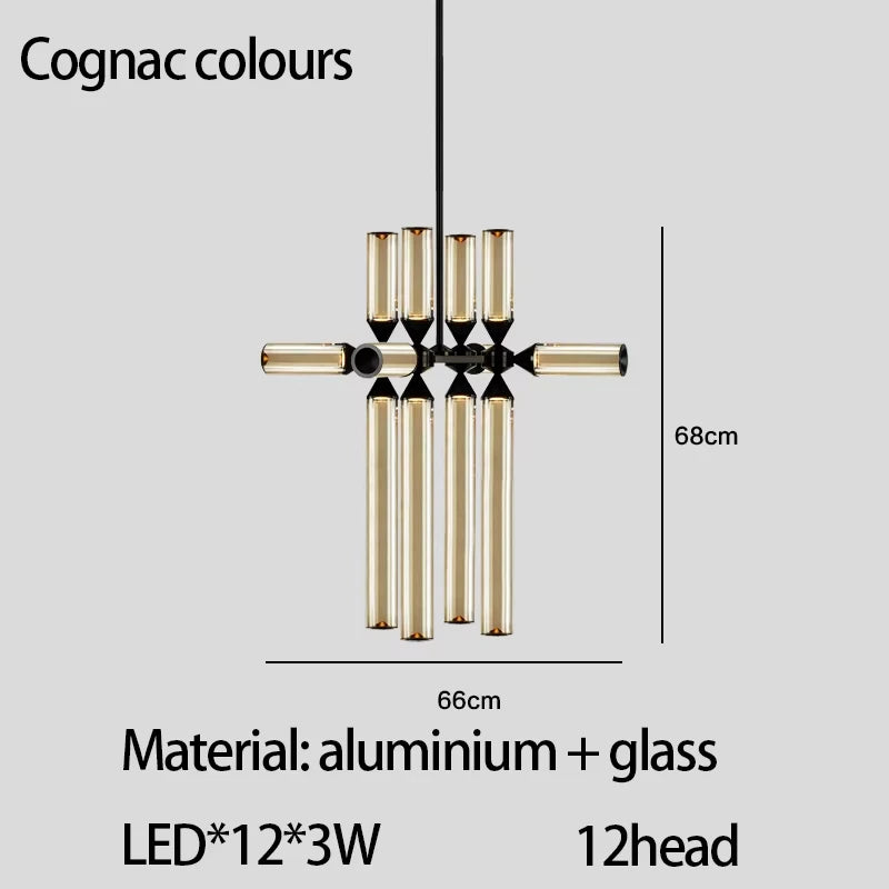 Designer Glass Tube Pendant Lamp Modern Living Room Chandelier For Bedroom Bedside Cafe Home Decor Led Dining Room Hanging Light