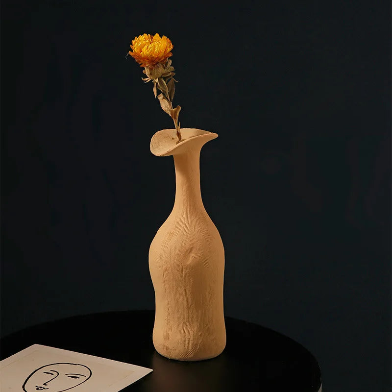 Wabi-Sabi-Style Scenery: Dezhen High-End Ceramic Vase for Home Flower Arrangements,Decorative Piece,and Living Room Ornament