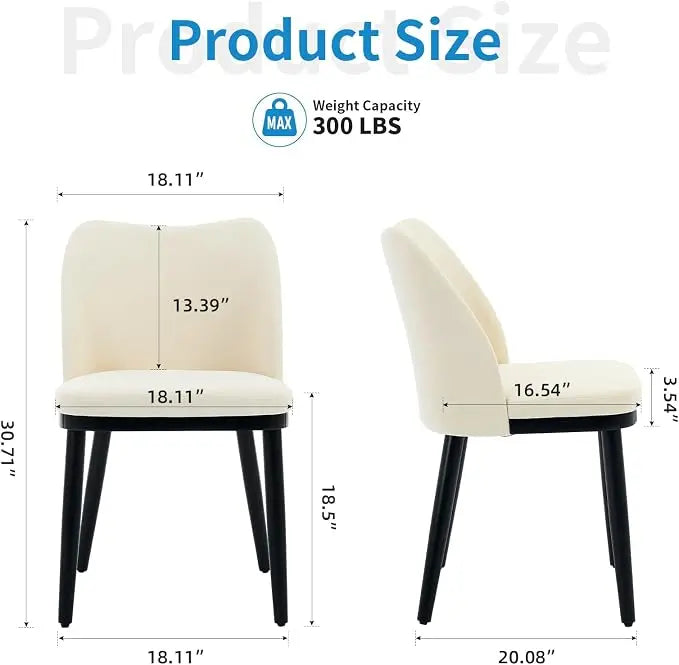 Chaises de cuisine et salle à manger en tissu de style scandinave moderne avec pieds en bois pour bureau, cuisine et salon (lot de 2)