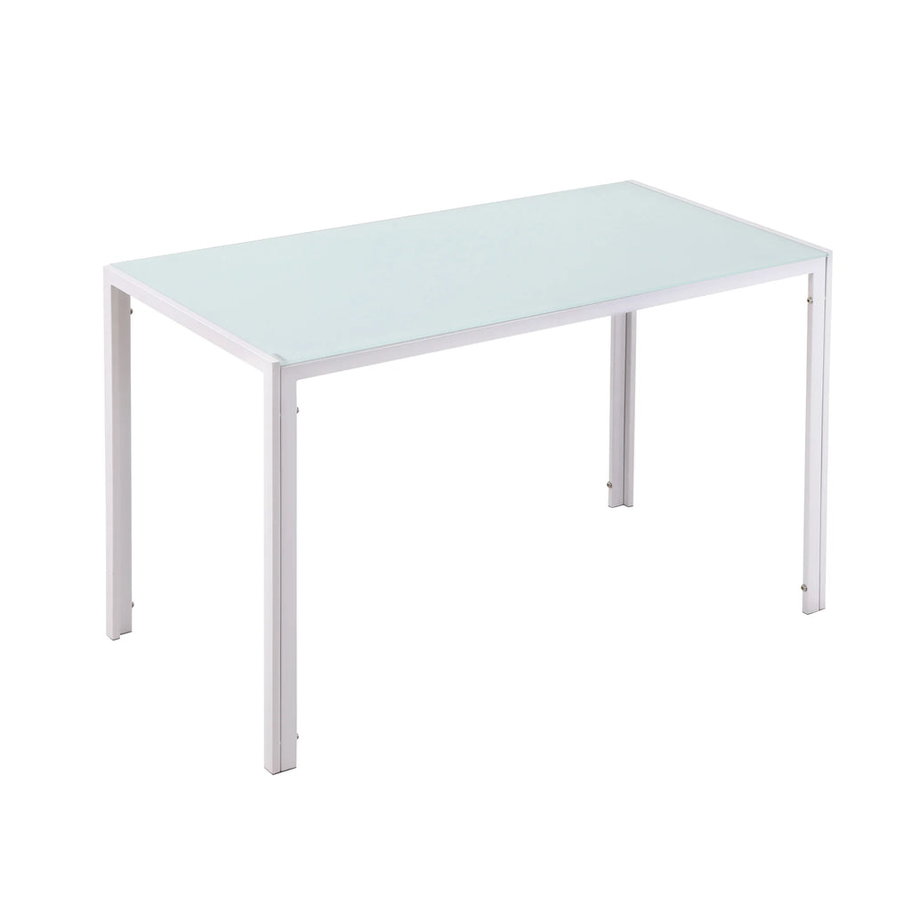 Table à manger rectangulaire pour 4 personnes, 120 x 60 x 75 cm, table de cuisine avec plateau en verre trempé
