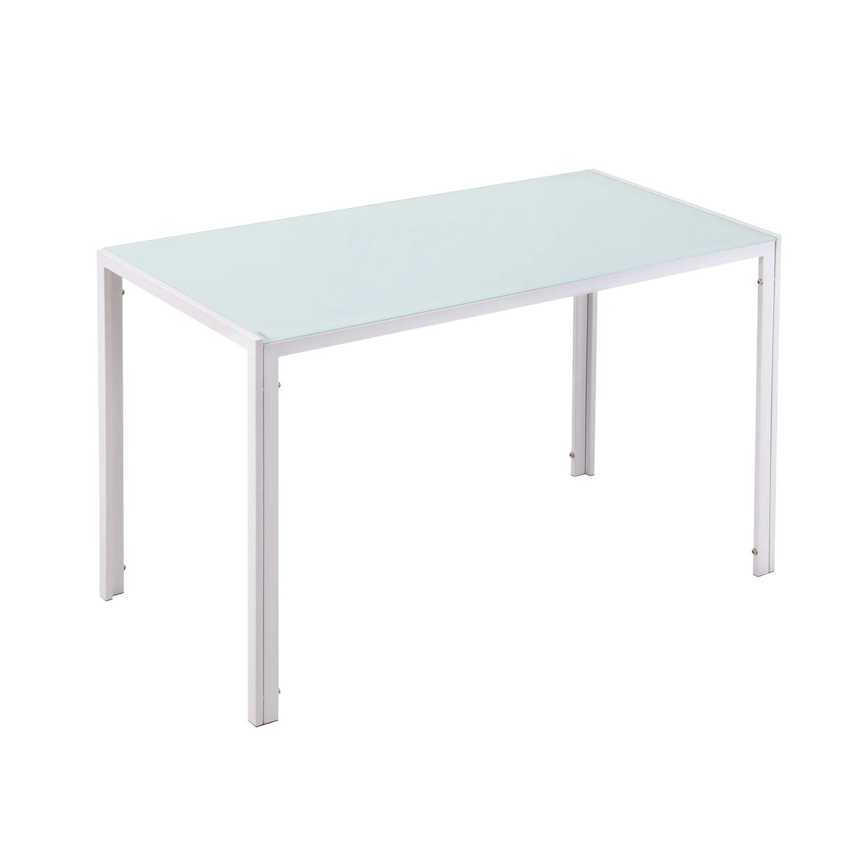Table à manger rectangulaire pour 4 personnes, 120 x 60 x 75 cm, table de cuisine avec plateau en verre trempé