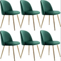 Lot de 6 fauteuils de salle à manger rembourrés en velours vert, chaises de cuisine modernes avec pieds en métal doré, capacité de charge jusqu'à 120 kg, pour salle à manger, cuisine et salon