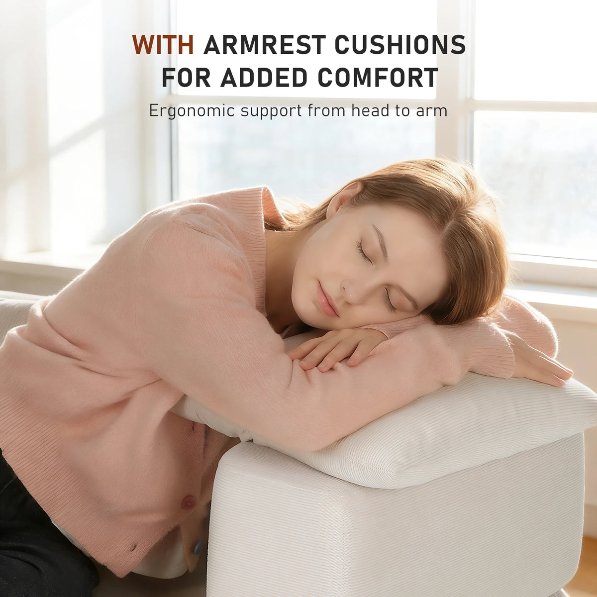 OYAJIA Canapé-Lit Pliable 2 Places Sans Armature - Matelas de Sol Convertible et Chauffeuse Banquette 2-en-1 avec 2 Coussins - Lit d'Appoint Gain de Place pour Salon, Chambre et Studio - Blanc Cassé/Gris