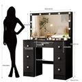Coiffeuse Teousev avec miroir et 11 ampoules LED - Table de maquillage à luminosité réglable avec grand tiroir et 3 modes de couleur